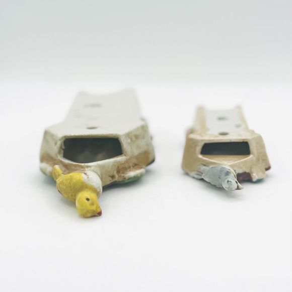 Set Of 2 Bird House Cuckoo Clock Wall Pocket Planters Made In Japan 6” & 4” - Picture 5 of 5